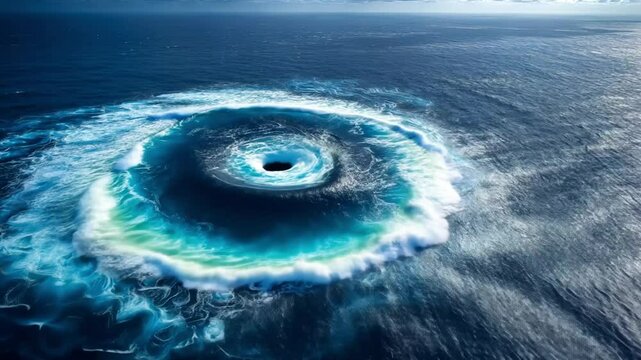 a large whirlpool in the middle of the ocean footage