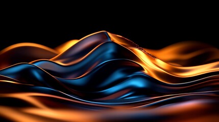 Naklejka premium Abstract Blue and Orange Liquid Metal Wave Abstract Background