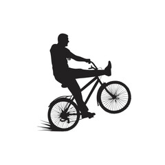 Fototapeta premium Silhouette of a man cycling on a bicycle in a park vector icon design