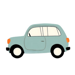 Fototapeta premium Minimal Geometric Car Illustration for Kids in Muted Teal and Orange