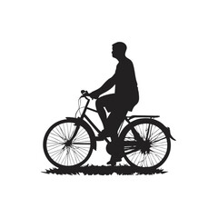 Fototapeta premium Silhouette of a man cycling on a bicycle in a park vector icon design 
