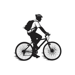 Silhouette of a man cycling on a bicycle in a park vector icon design 