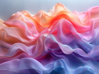 Obraz premium Serene Pastel Fabric Drape Abstract Texture Colorful Waves Soft Hues Flowing Design Elegant