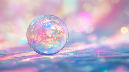 Dreamy Holographic Rainbow Light Refraction Texture with Abstract Soft Bokeh