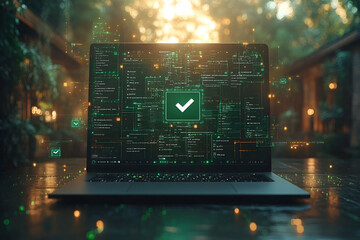 Secure code verified outdoors, sunset