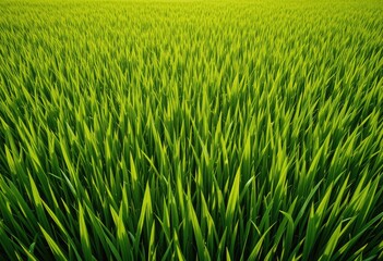 Fototapeta premium High-angle view of vibrant green grass field