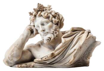 Fototapeta premium PNG Ancient marble statue resting peacefully.
