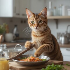 요리하는 아비시니안 고양이