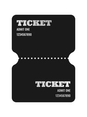 Vertical silver ticket template design. Cinema, theater, casino, concert, opera, ballet, performance coupon. Metal gradient text, black blank. Vector illustration on white background