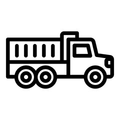 Dump truck icon. Vector line icon
