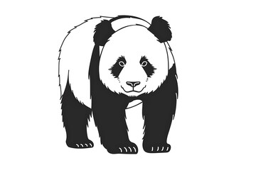 Clean linear icon of a panda, depicted in monochrome black and white. Minimalistic, elegant lines.