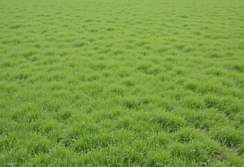 High-angle view of vibrant green grass field