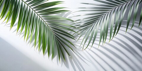 Fototapeta premium Elegant Palm Branch Shadow on White Background - High-Resolution Stock Photo