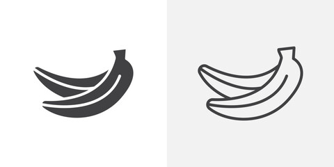 Banana icons. flat and line style set