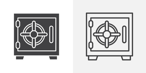 Bank vault icons. flat and line style set