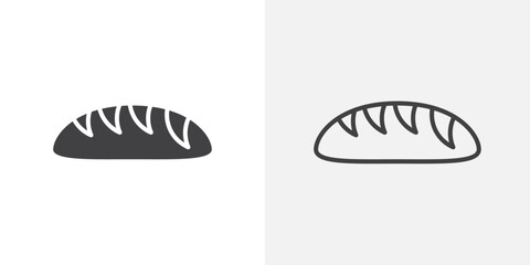 Bread loaf icons. flat and line style set