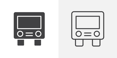 Bus icons. flat and line style set