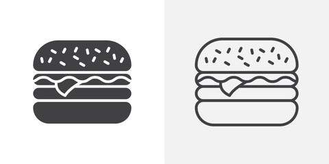 Burger icons. flat and line style set