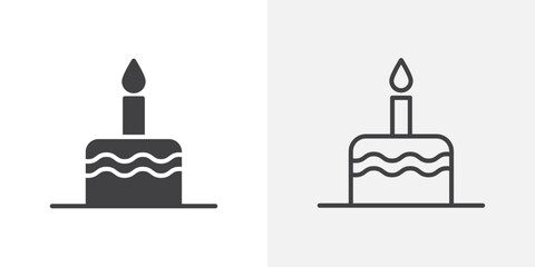 Cake icons. flat and line style set