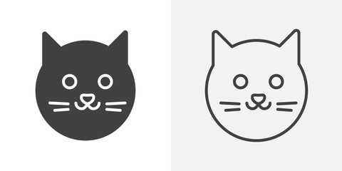 Cat icons. flat and line style set