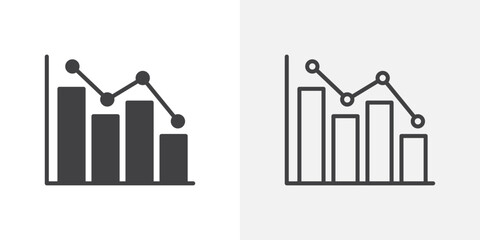 Chart icons. flat and line style set