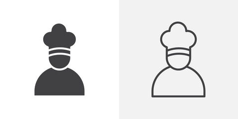 Chef icons. flat and line style set