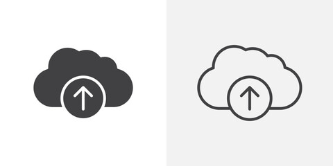 Cloud upload icons. flat and line style set