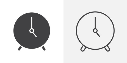 Clock icons. flat and line style set