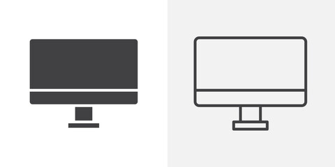 Computer icons. flat and line style set