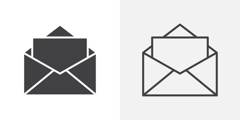Envelope open icons. flat and line style set