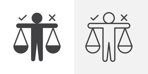 Ethics icons. flat and line style set