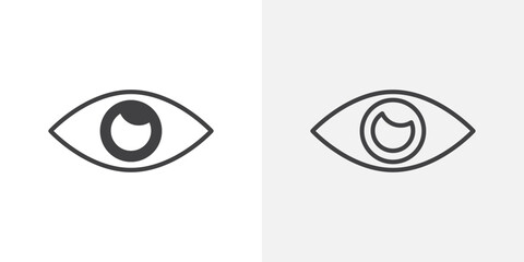 Eye icons. flat and line style set