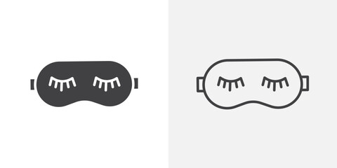 Eye mask icons. flat and line style set