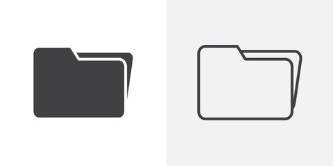 Folder icons. flat and line style set