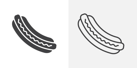 Hot dog icons. flat and line style set