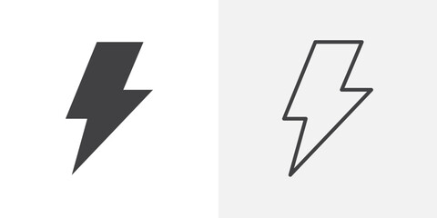 Lightning icons. flat and line style set