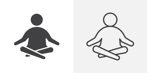 Meditation icons. flat and line style set