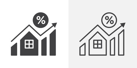 Mortgage icons. flat and line style set