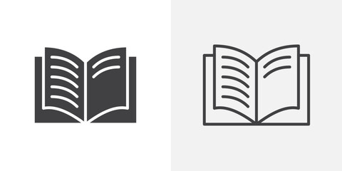 open book icons. flat and line style set