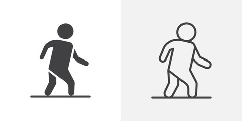 Pedestrian icons. flat and line style set
