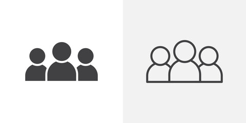 people icons. flat and line style set