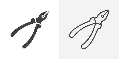 Pliers icons. flat and line style set
