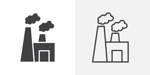 Pollution icons. flat and line style set