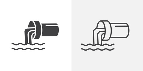 Sewage icons. flat and line style set