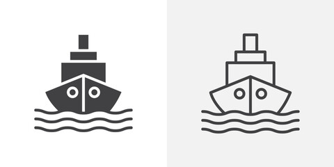 Ship icons. flat and line style set
