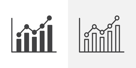 Statistics icons. flat and line style set