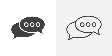 Speech bubble icons. flat and line style set