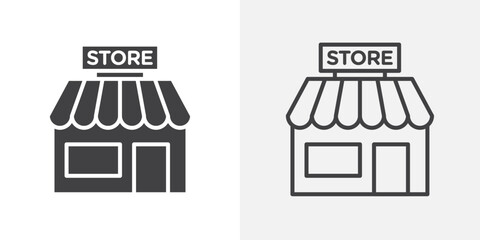 Store icons. flat and line style set
