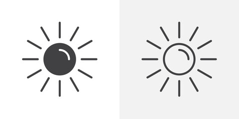 Sun icons. flat and line style set