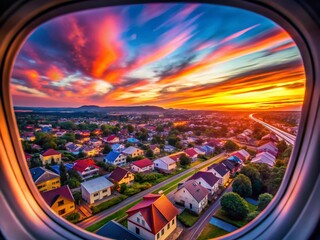 Aerial Long Exposure Photography: Suburban Houses From Airplane Window